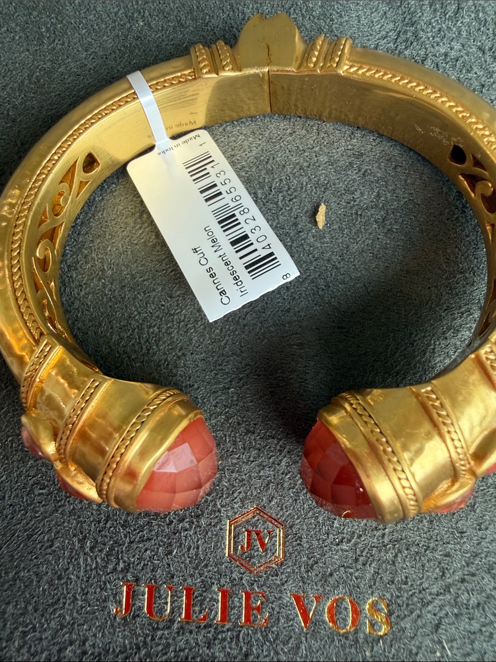 Julie Vos Gold-Tone Cuff with Peach-Pink Faceted Stones - Picture 3 of 4